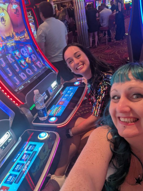 Playing slot machines on a cruise