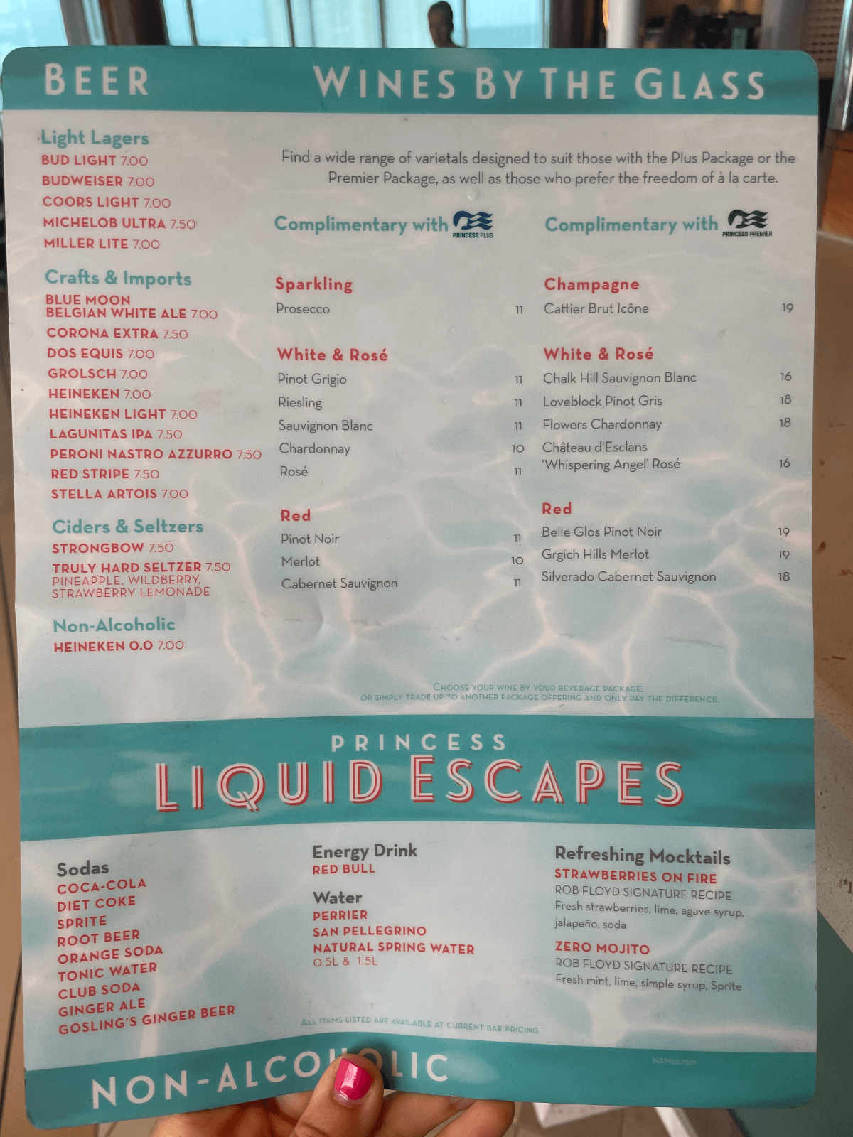 Princess Cruises Drinks Menus With Prices (2024)