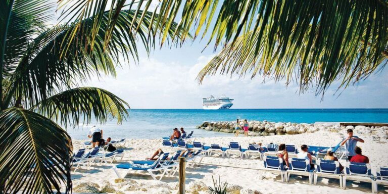 People relaxing at Princess Cays' beach area