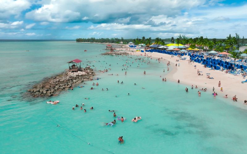 People swimming at Princess Cays' beach