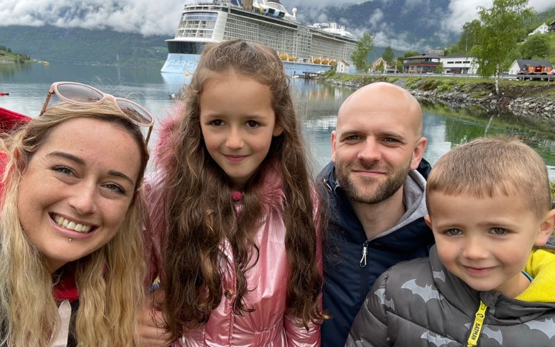 Family enjoying their Royal Caribbean cruise to Norway