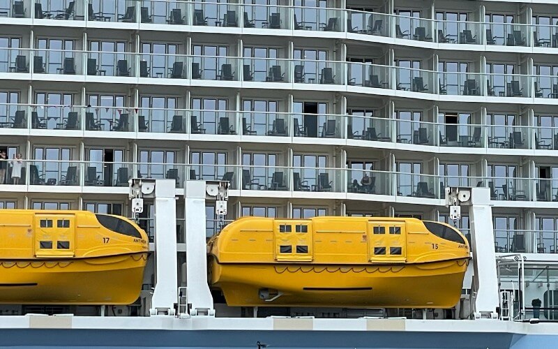 the lifeboat deck of a cruise ship