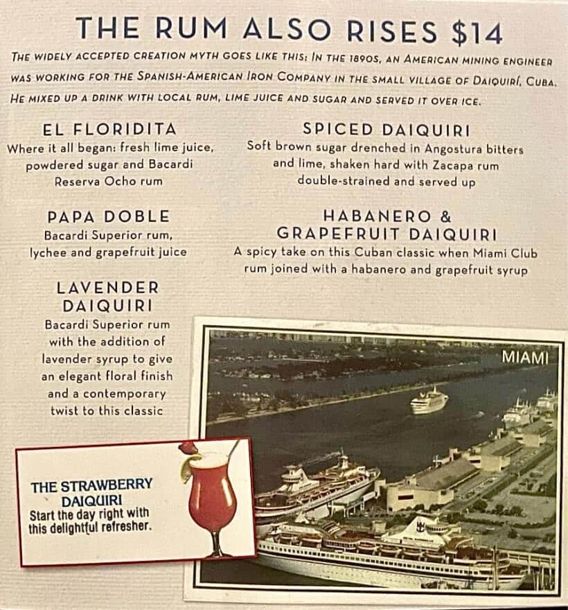 rum menu