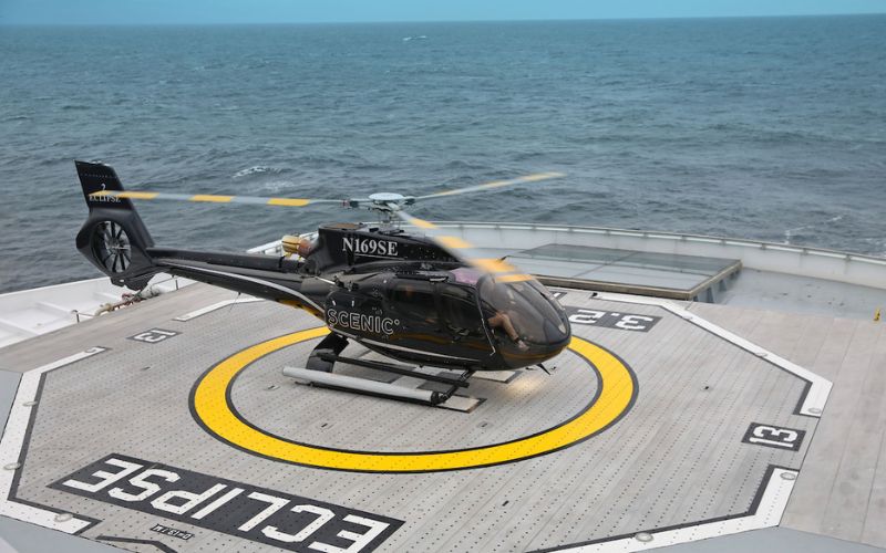 Scenic Eclipse helicopter - helicopter deck