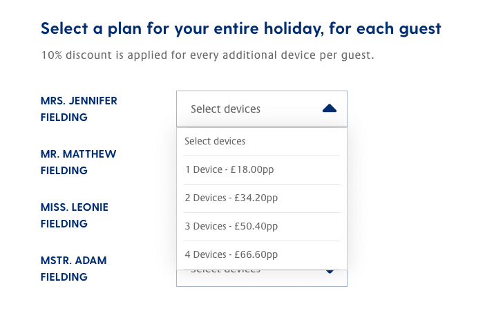 P&O Cruises wifi multiple devices