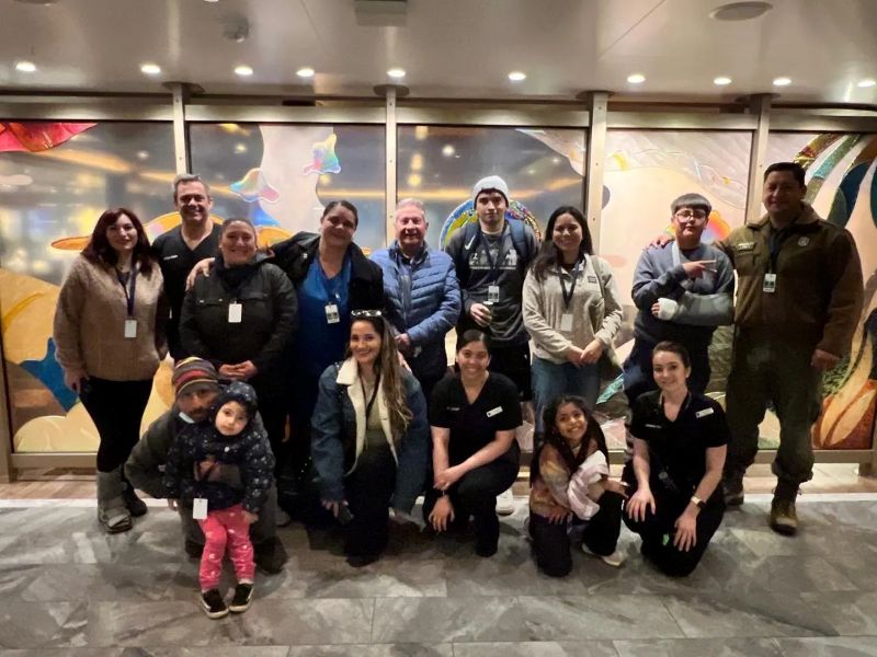 Seabourn Pursuit medical team with local residents on Chilean island