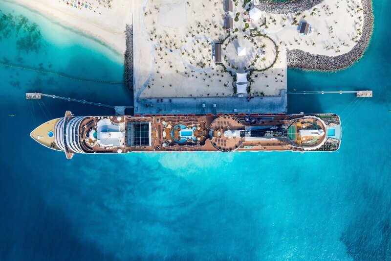 Ship docked at Ocean Cay