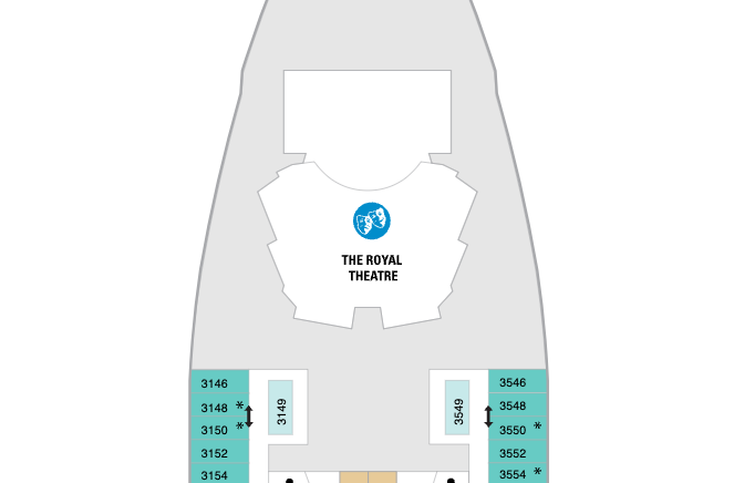 Spectrum of the Seas Royal Theatre on the Deck plan.