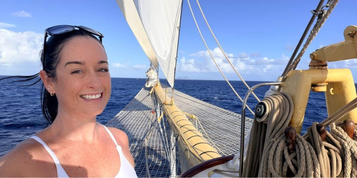 Jenni onboard Star Flyer in the Caribbean