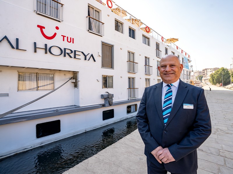 Crew standing ashore alongside TUI Al Horeya