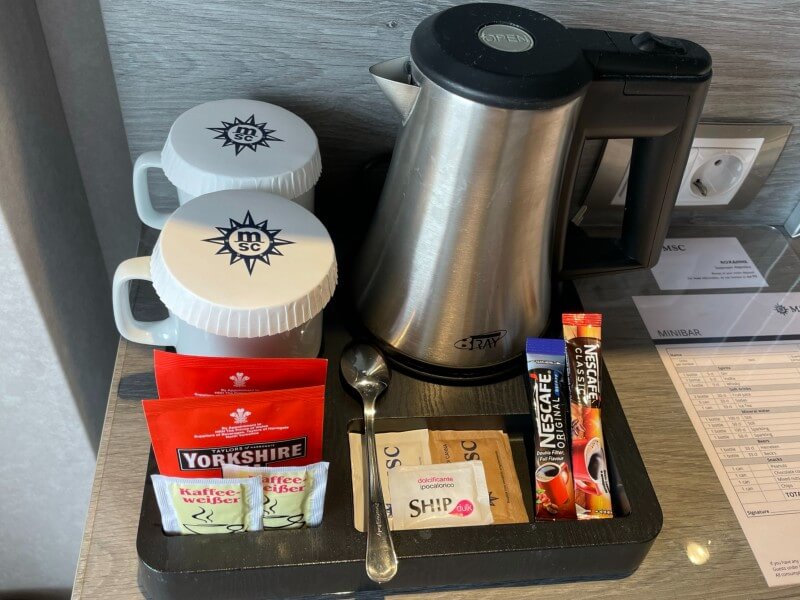 tea and coffee making facilities on MSC Cruises