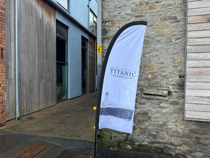 Flag outside the Titanic Exhibition in Bristol