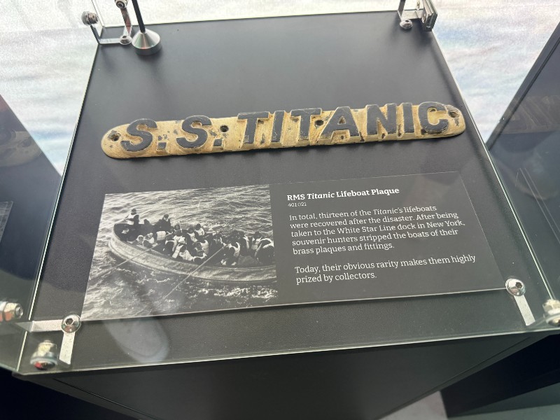 Titanic lifeboat plaque from the Titanic Exhibition in Bristol.