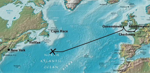 Titanic sinking map