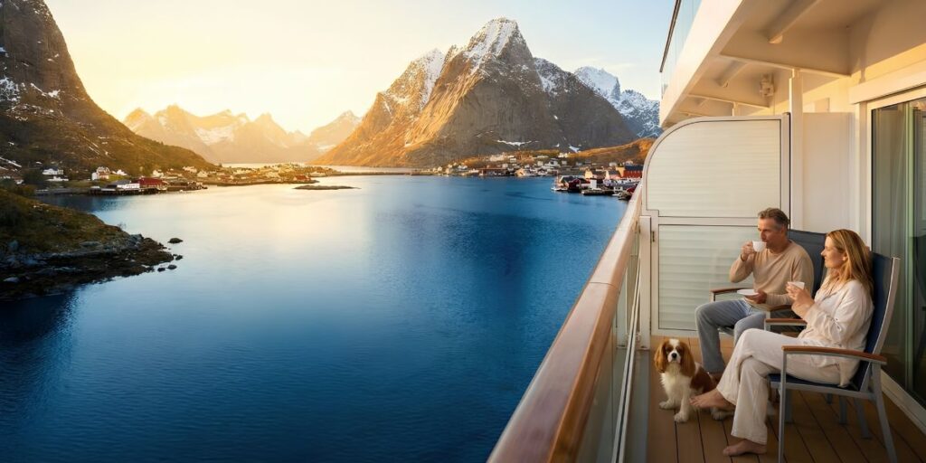 Couple cruising eith their dog