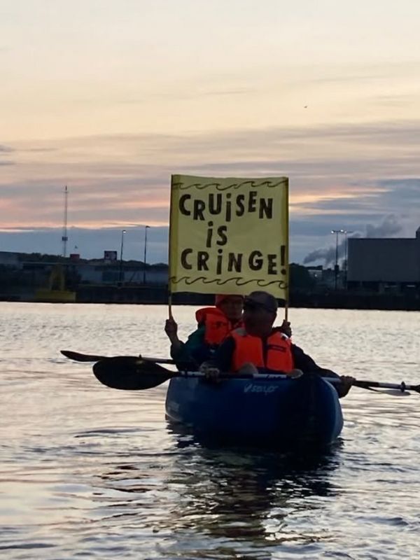 Extinction Rebellion cruise protestor