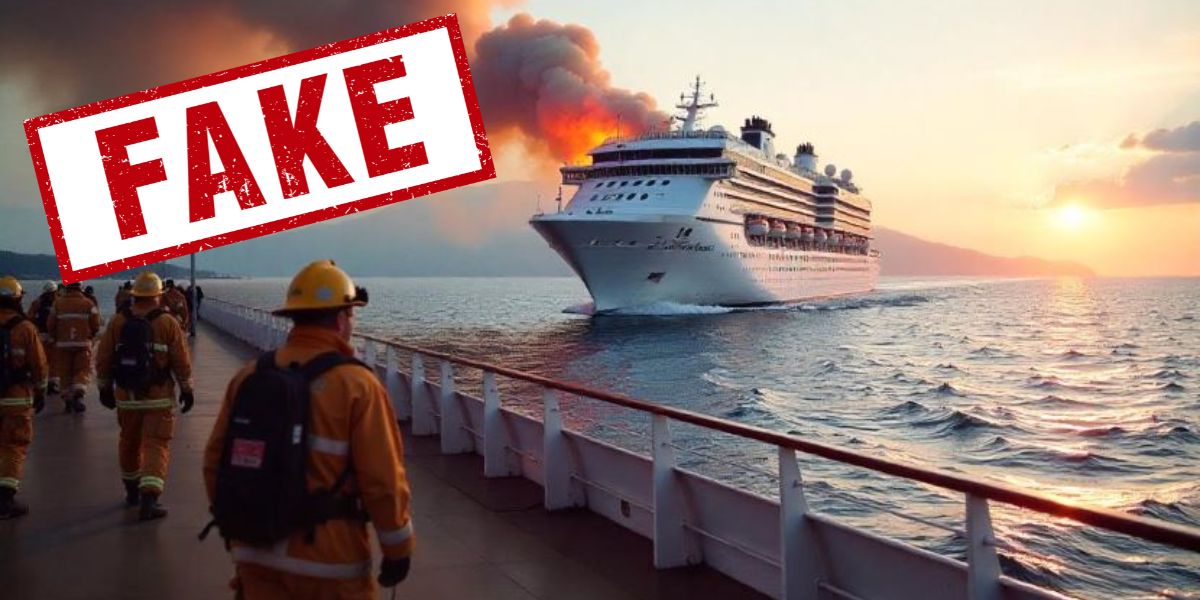 Fake image of a cruise ship fire