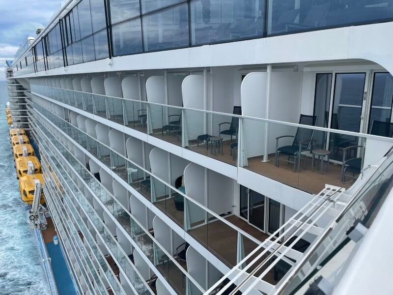 Balconies viewed from the bridge area on Anthem of the Seas