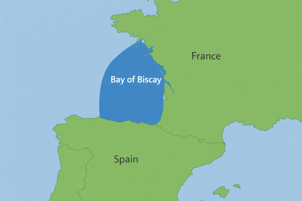 Map showing Bay of Biscay