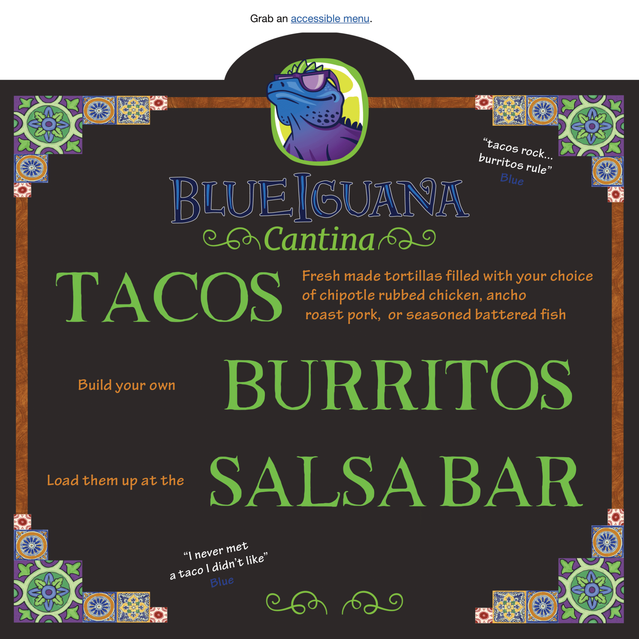 Carnival BlueIguana Cantina menu