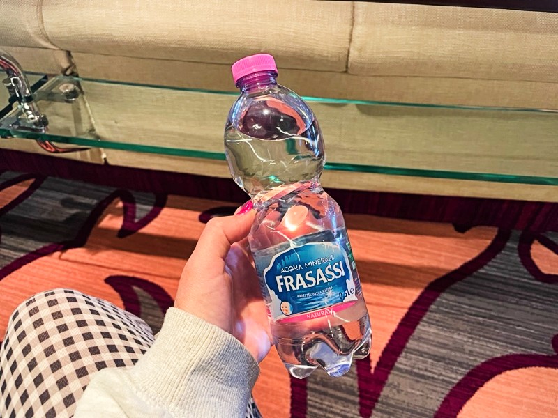 Bottle of water on a cruise