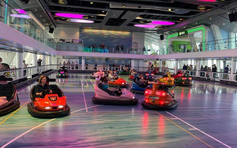 bumper cars inside a cruise ship