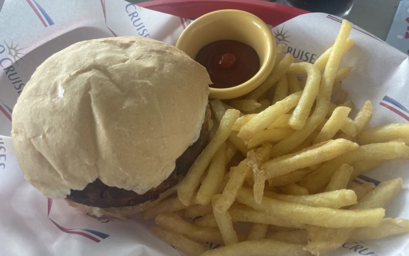 Grilled burger with fries