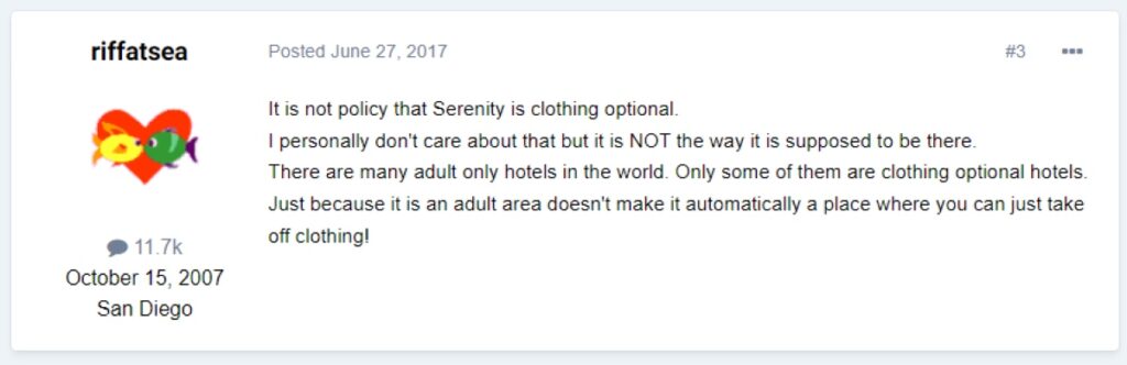 “Just because it is an adult area doesn't make it automatically a place where you can just take off clothing!”