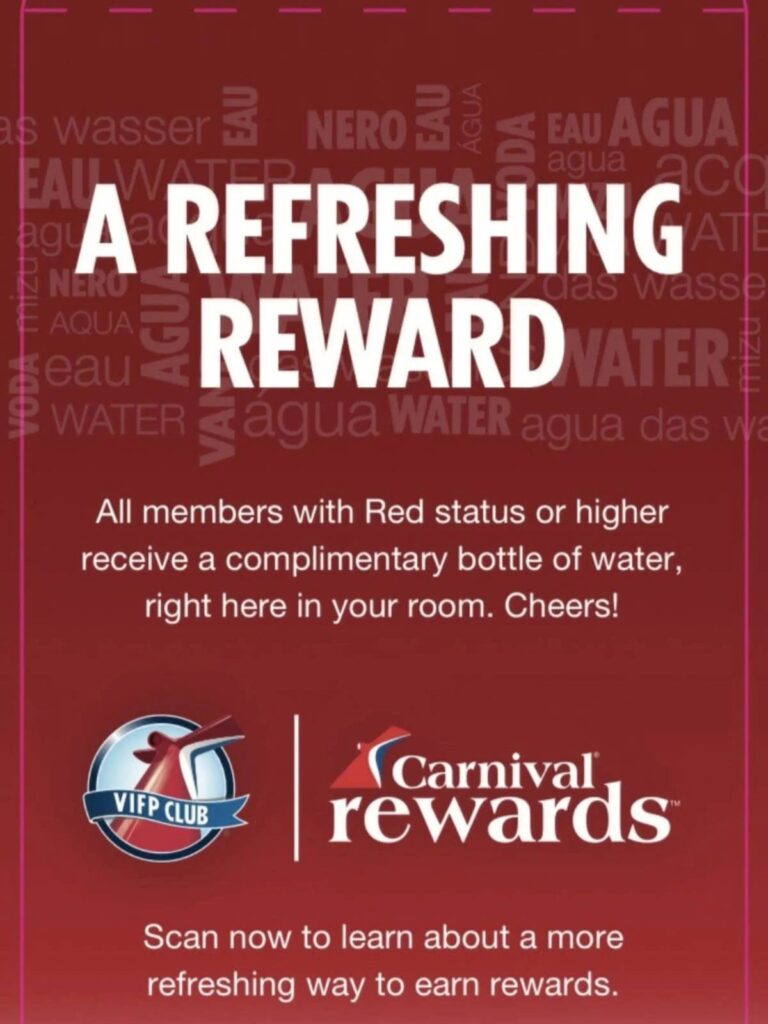 Carnival bottled water tag