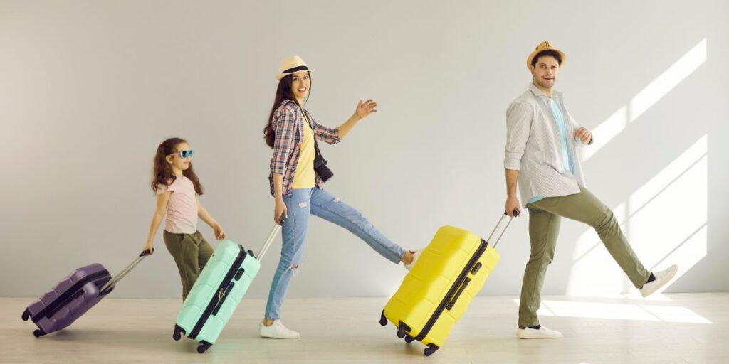 Family going to travel with carry-on bags