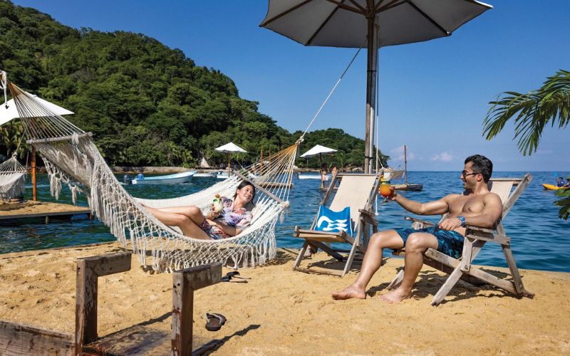 couple enjoying Mediterranean shore