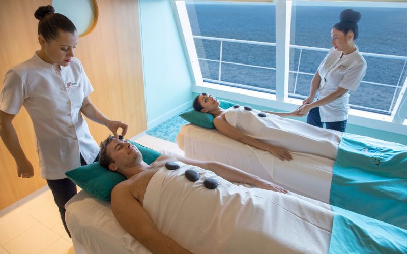 couple having a massage on a Carnival cruise ship