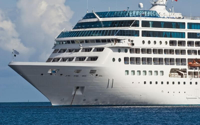 cruise ship anchored at sea