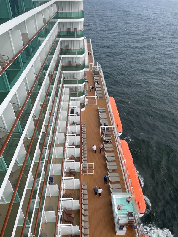 cruise ship balconies on Iona