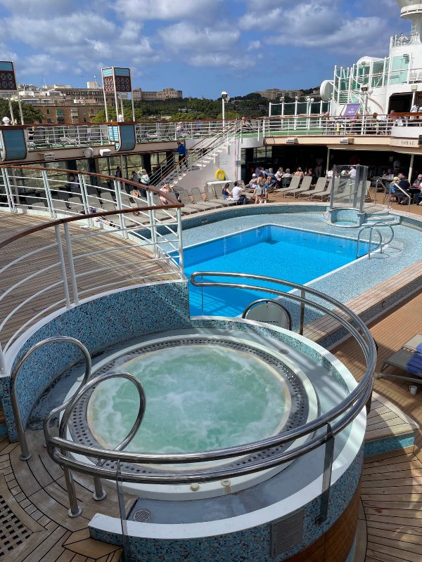 jacuzzi and pool on a cruise ship