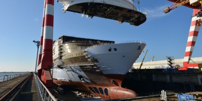Cruise ship in dry dock