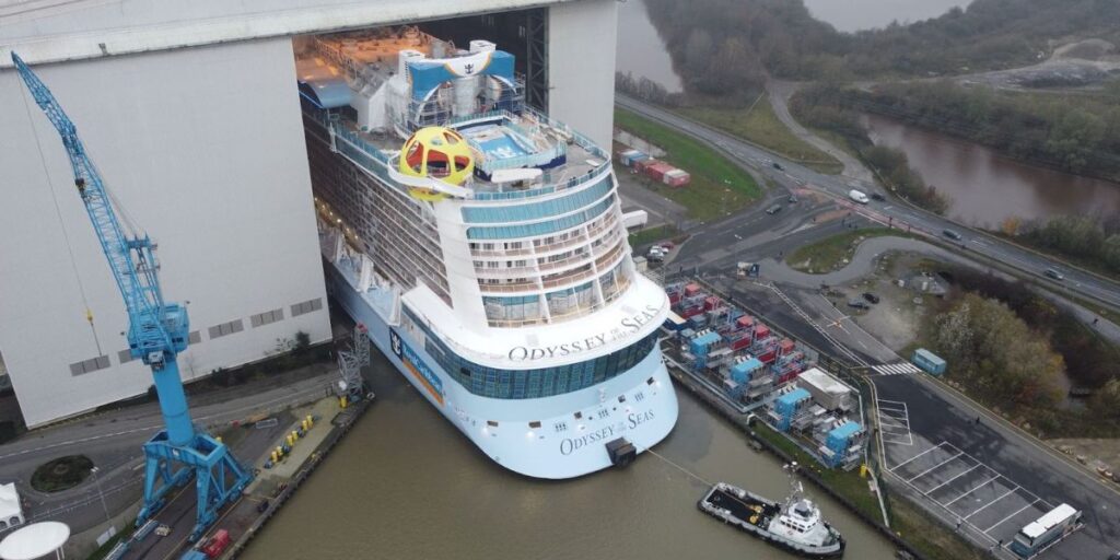 cruise ship launched into the water