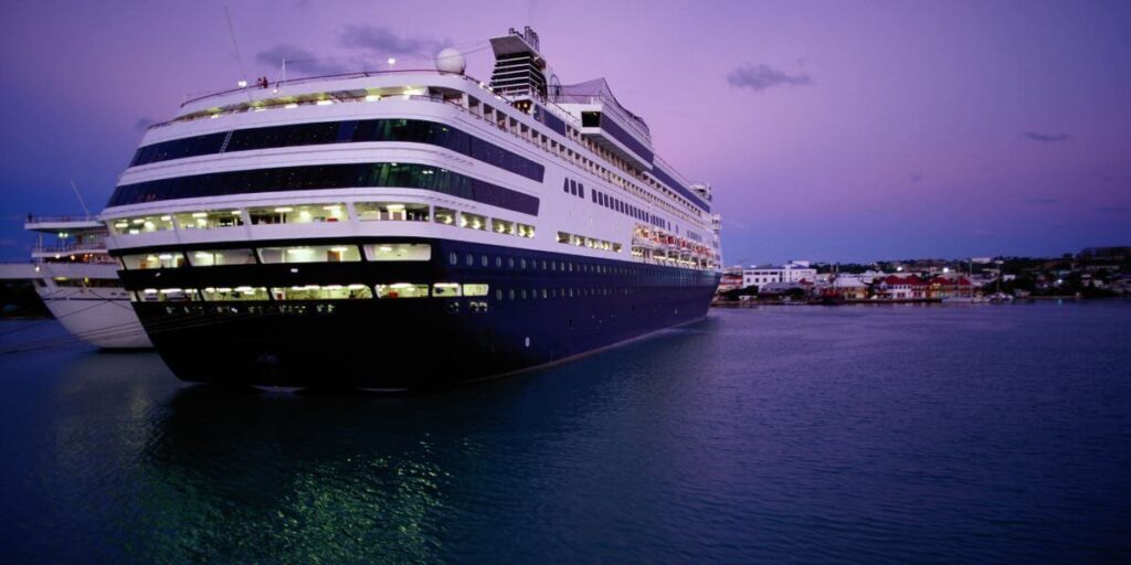 cruise ship at twilight