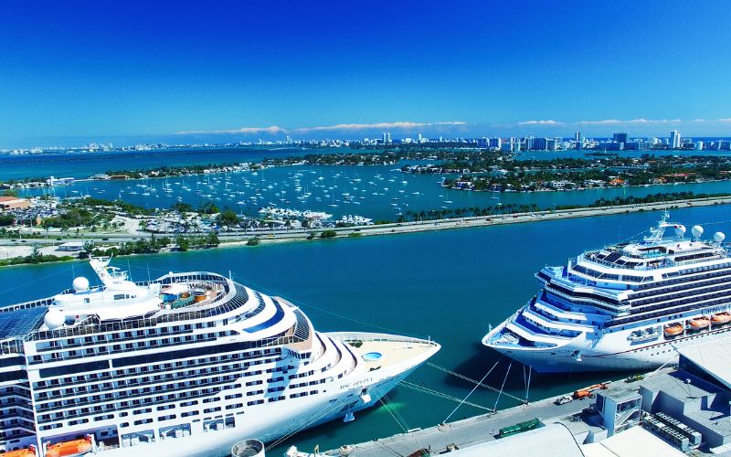 Cruise ships docked in Miami