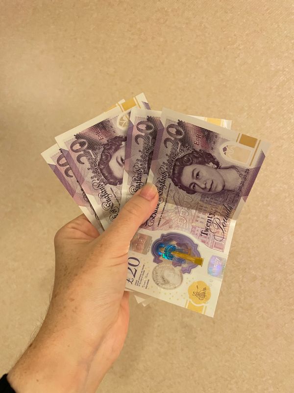 my hand with cash