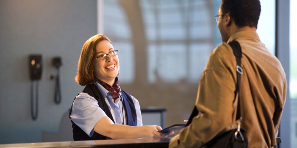 Lady helping a guest