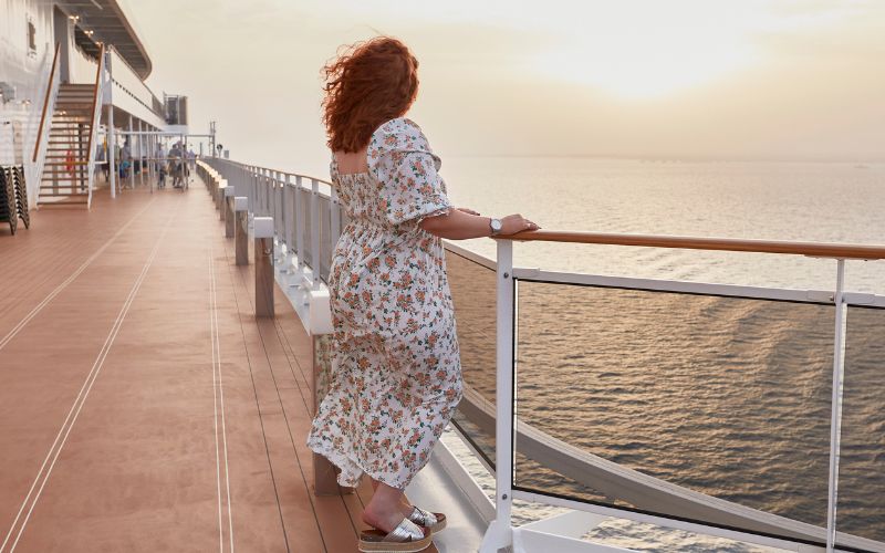 Woman on MSC cruise ship looking at the ocean