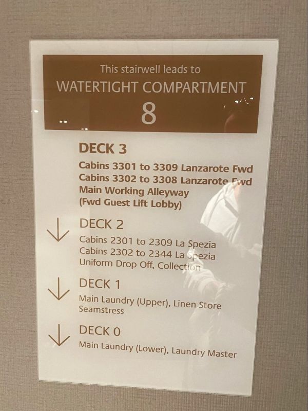 Deck 3 sign on P&O Arvia