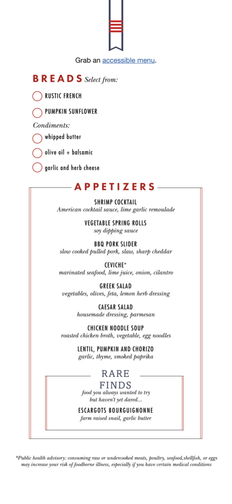 carnival cruise elation menu 2022