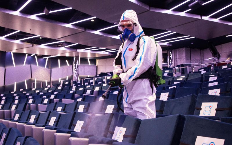 disinfecting a cruise ship