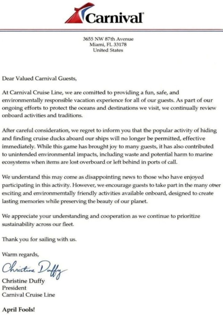 Carnival Ducks Letter