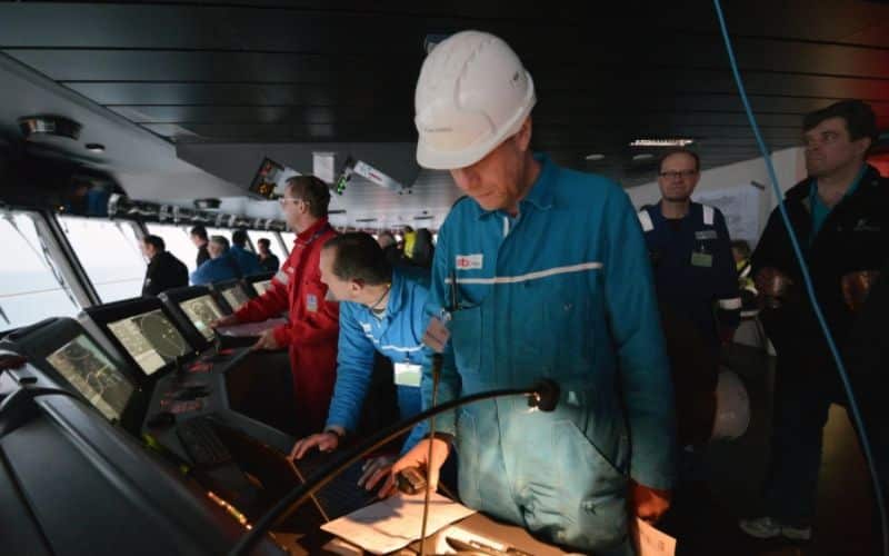 Crew doing safety check on the new cruise ship