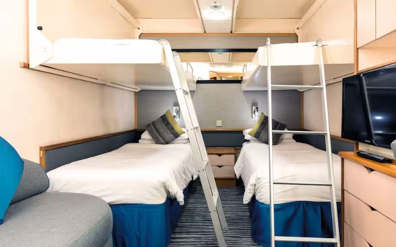 Fold down beds inside the cabin