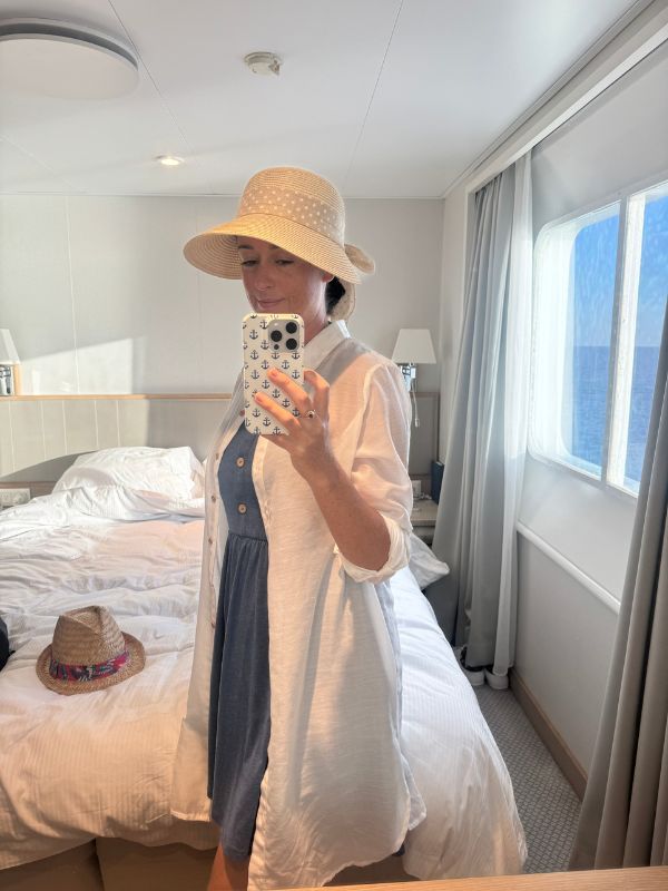 Cruise Mummy getting dressed with ocean view cabin