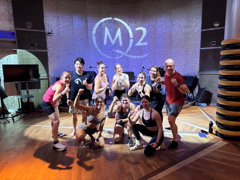 group workout in nightclub